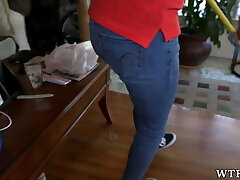 Pretty young cleaning girl