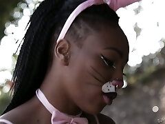 Black nymph Nikki Darling is having sex with a white man