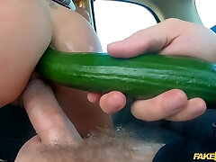 Cunny and ass fucking in the car with cock liking Amber Deen