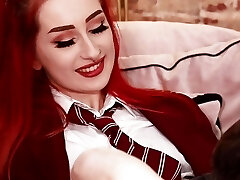 Lean British Red-haired Gets Fucked And Swallows Cum In Her Uniform