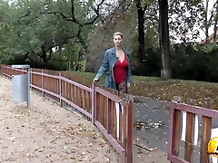 Katerina Hartlova bare in Public place and get fun on swing Katerina Hartlova bare in Public place and get fun on swing