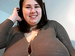 Obese Brunette Big Boobs Dildo Masturbation