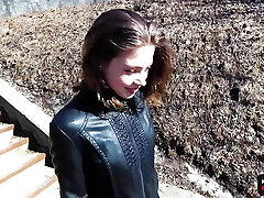 Very Risky Teen Games Blowjob in a Public Place and Demonstrating Tits