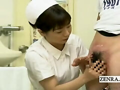 Sottotitolato Giapponese medico infermiere handjob con sborrata