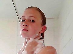Super-fucking-hot blonde takes a shower
