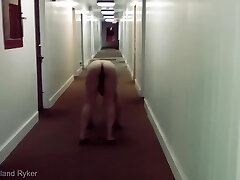 A lustful couple determined to publicly fuck in the corridor of the hotel.