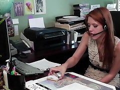 Mature office chief tempt her redhead teen employer