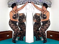Black body stockings. Two teen girls posing in black mesh body lingerie Splendid lingerie. MIX 1