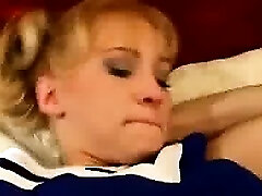 Cute Platinum-blonde Cheerleader Dishes Out Cute Platinum-blonde Cheerleader Dishes Out