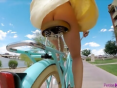 Pantless girl Avi Enjoy is riding her bicycle before a steamy sex with stranger
