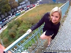 Blondie cutie tricked into outdoor sex