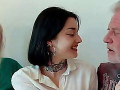 Young brunette has threesome with aged men and she swallows spunk Young brunette has threesome with aged men and she swallows spunk