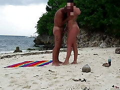 Amazing hookup on a nude beach - Amateur Russian couple