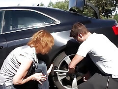 Grannys Gash Gets Pounded in the Parking Lot - Grandmams