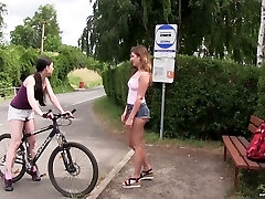 Svelte really horny Lexi Rain turns bike fun into lesbian intercourse outdoors
