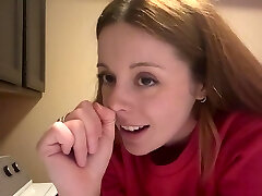 Slim Diminutive-titted Redhead Rides the Corner Of a Dryer To Please Her Lusty Itching Pussy