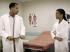 Sexy doctor Kira Noir seduces her tall colleague to be fucked in the health center Sexy doctor Kira Noir seduces her tall colleague to be fucked in the health center