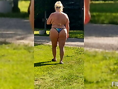 Wife in thong bikini lingerie and full pussy shots