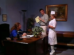 Boss gobbles and fucks his nurse
