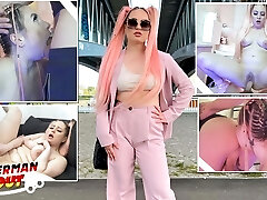 GERMAN SCOUT - Pink Hair Teenage Maria Gail with Saggy Tits at Rough Anal Sex Casting