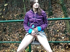 Panty-less Cutie Enjoys Reality Piss