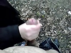 Girl jerk my dick with cumshot in public park