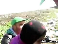 Arab In A Three Way Outdoors At A Farm