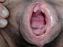 Moist and Hairy gaped pussy