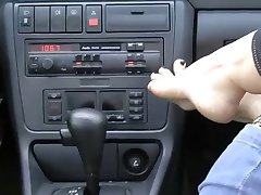 Pretty Fetish Feet Tease in the car(WheelSex)
