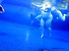 Voyeur cam movie of a bunch of naked people in pool