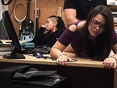 Store Lifting Brunette In Glasses Takes Facial Cumshot In Pawn Shop