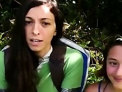Amateur brunette teen flashing hot bosoms for money outdoor