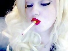Slutty Blonde Smoking In Mittens 