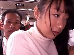 Asian slut gets crammed in a crowded public bus