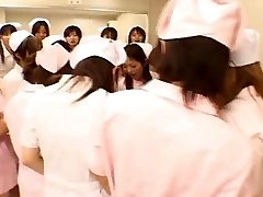 Japanese nurses enjoy fuck-a-thon on top