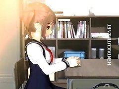 Slutty 3D hentai schoolgirl gets beaver played