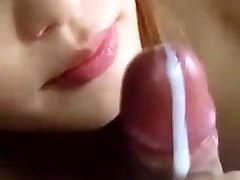 Japanese nymph blowjob and cum-shot