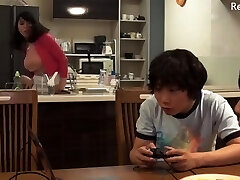 Japanese mom is handled sexually by both her son's buddy
