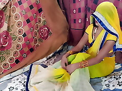 Indian Super Hot Newly Married Duo Fuck-fest In Yellow Saree Clear Hindi Audio Desi Video
