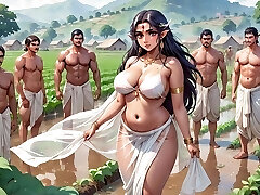 AI Generated Images of Horny Anime Indian damsels & Elves having fun & common bathtub