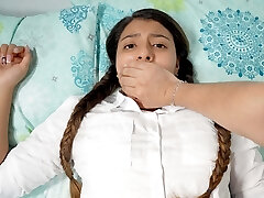 Shh shh don't go screaming! - Stepbrother drills his sis when they are alone at home.