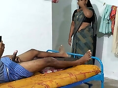 A stepmother wearing a saree She was hide watching me masturbating while witnessing porn video