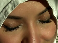 Beautiful Eyes White Hijab Arab Lady