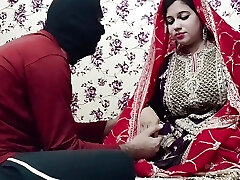 Indian Desi Handsome Bride with her Husband on Wedding Night