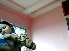 Real dark haired Indian whorish GF bows and sucks strong appetizing cock