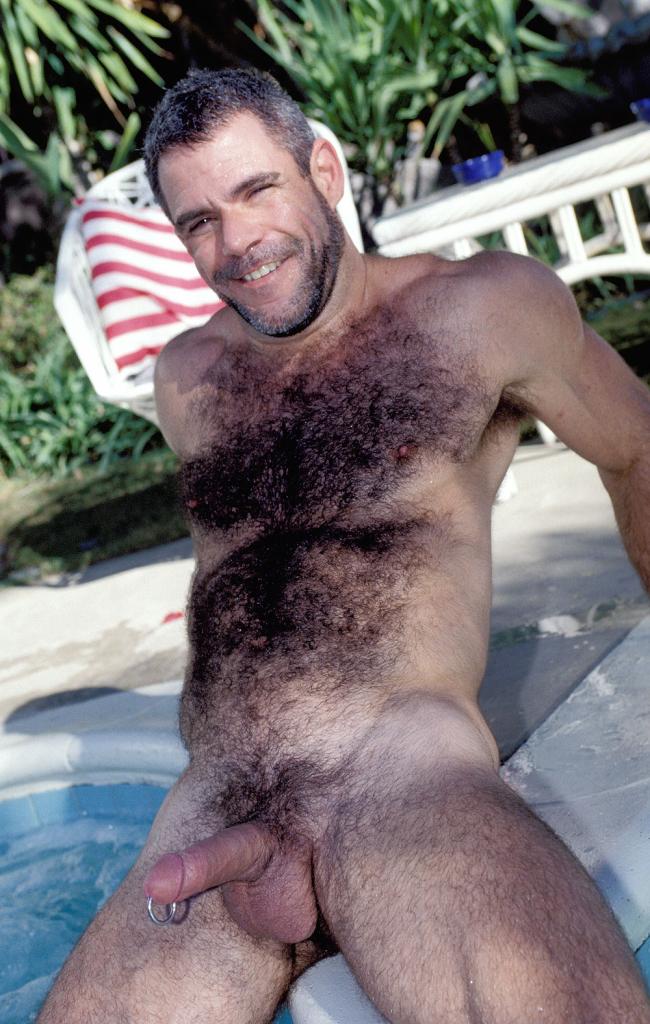 650px x 1024px - Hairy gay naked by the pool and stroking his dong until it explodes all  over his belly