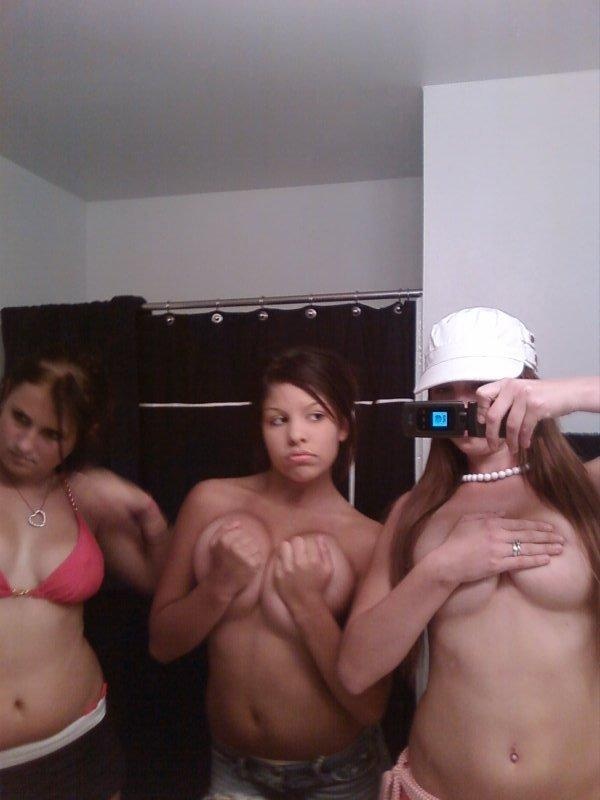 3 teens take topless self shot pics together