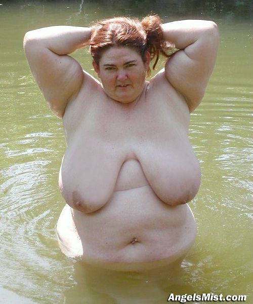 Older BBW with big tits nude in the lake