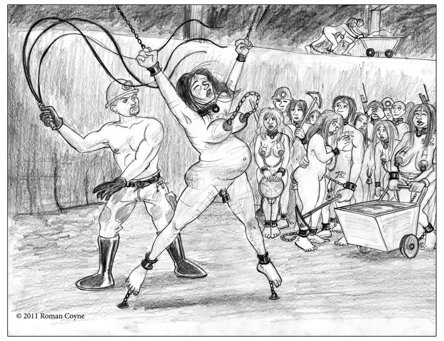 The pencil drawn BDSM artwork of Roman Coyne focuses on slave women and the...