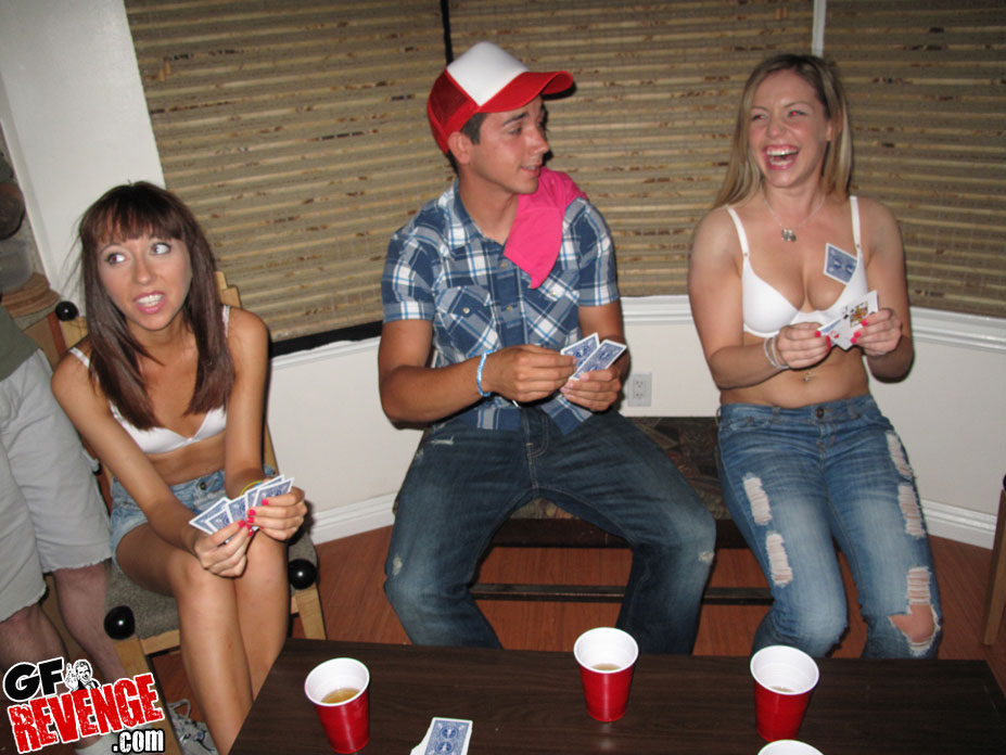 College Strip Poker - Check out this hot fucking little titty college teen get her mouth and  pussy fucked after a game of dorm room strip poker